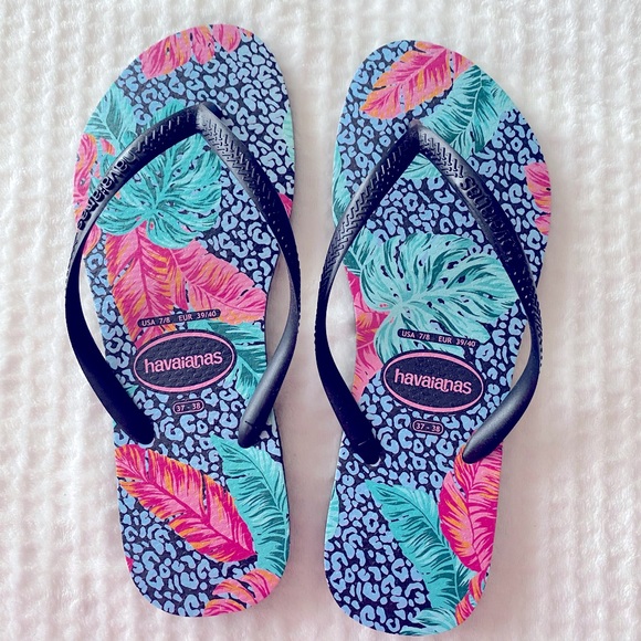 NWOT Havaianas Slim Animal Floral Flip Flop - Picture 2 of 8